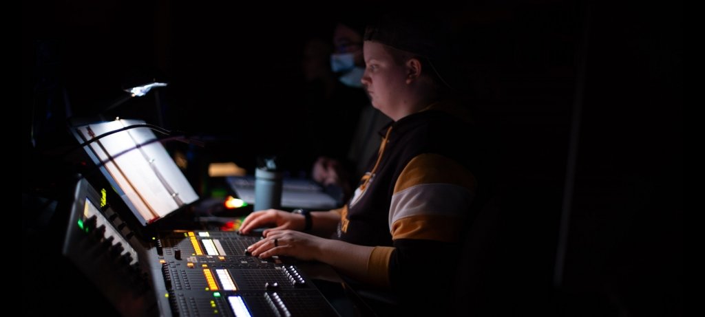 Student at mixing board