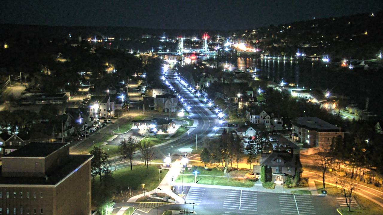 Looking west toward College Avenue and the Portage Lake Lift Bridge.