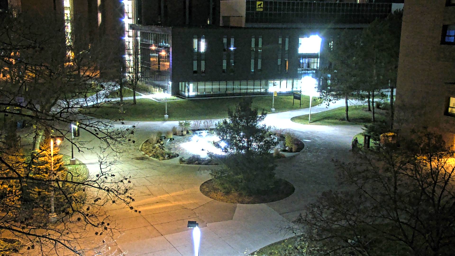 View of the center of the campus mall from Rekhi Hall.