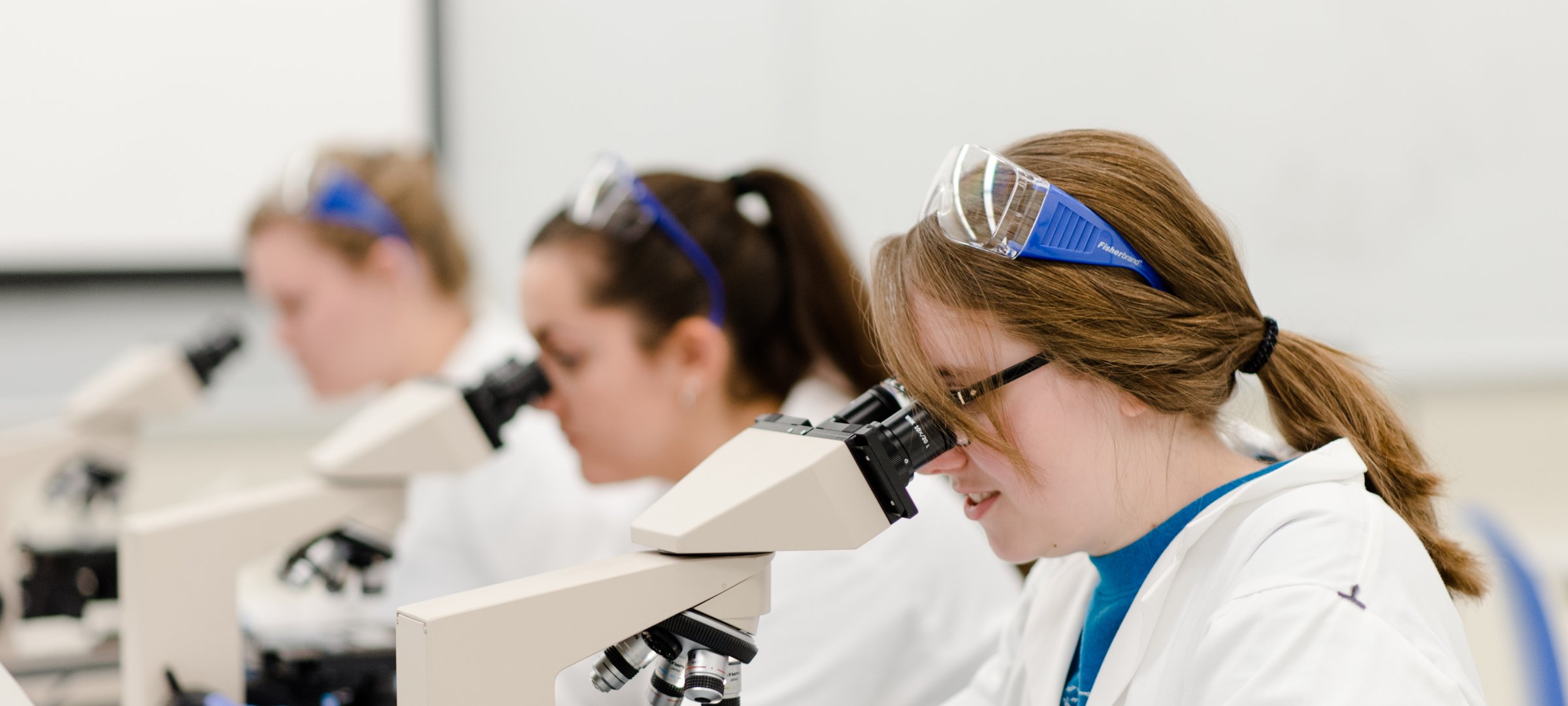 Medical laboratory science students observing samples under the microscope