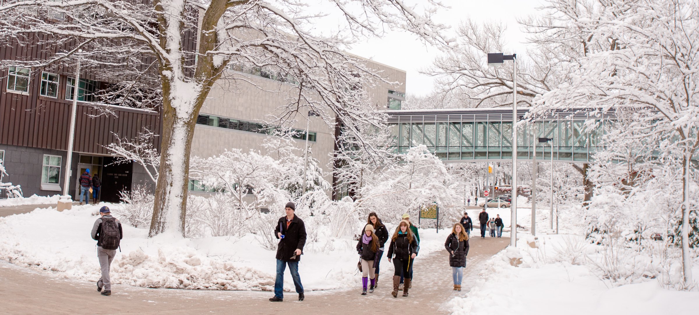 Student walking on campus