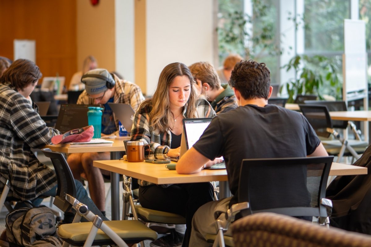 A group of students studying.