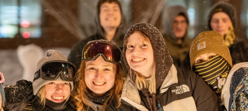 Students posing together during Winter Carnival